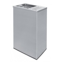 STAINLESS STEEL RECTANGULAR WASTE BIN c/w 1/3 ASHTRAY AND 2/3 OPEN TOP